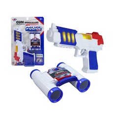888玩具 手持式電動聲光短槍 望眼鏡(6496) 聲光槍，戶外玩具，警察遊戲，男孩玩具, 1個, 藍色、白色、紅色