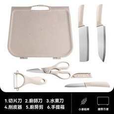 戶外廚具刀具套裝 露營野餐便攜用品 小麥秸稈材質, 小麥秸稈6件套, 1個