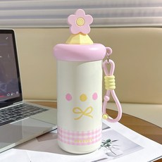 BEISIQI 創意可愛吸管保溫杯 316不鏽鋼水杯, 1個, 粉色650ml【吸管+彩盒+提繩】650Ml