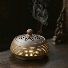 定時香薰爐 電子紫砂精油爐 香薰燈 插電 檀香爐 調溫, 1個, 扁形夜燈紫砂款式,單香爐(沒有香粉)
