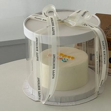 하피블리 투명 원형 케이크 박스 선물 포장, 1개, 흰뚜껑원형케이크박스_1호1단