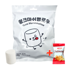 화이트 윙크 마시멜로우 + 오트밀 미니바이트 낱개 / 세트 마쉬멜로우 빅 캠핑 두쫀쿠 스모어 베이킹 재료 바베큐 멜로 머쉬멜로 대용량, 15세트, 150g