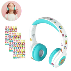 나비 키즈헤드셋 어린이 유아 청력보호 블루투스 접이식 무선 헤드폰 어학용 내장 마이크, NV196-CHD2G, 화이트