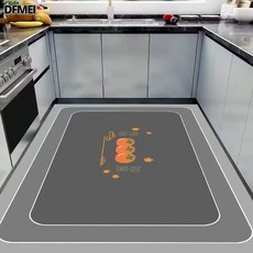 DFMEI 簡約硅藻泥廚房專用地墊防油防水防滑耐髒腳墊家用滿鋪地毯可, 1個, MJ-柿柿如意