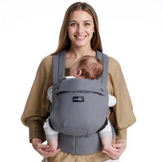Momcozy 베이비 캐리어 인체공학적 핸즈프리 착용간편 요추 지지 3-18KG, 코튼 그레이