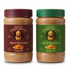 쏘울너츠 무설탕 100% 땅콩버터 2종 세트 (크런치 500g 1개+스무스 500g 1개), 1세트