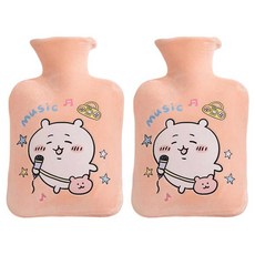 StarR 노래하는 캐릭터 일러스트 패브릭 보온 물주머니 핑크 500ml, 2개