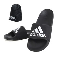 adidas 愛迪達 印花拖鞋 F34770+束口袋, 245, 黑+白