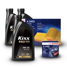 아반떼 (MD) 1.6 LPG 엔진오일세트 킥스 파오100 0W30 (PAO100) (구) 파오1, 킥스 PAO100 0W30 엔진오일세트