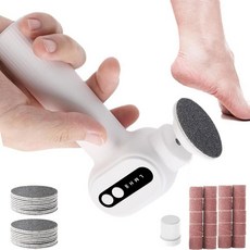 발용 전기 굳은살 제거기 - 6단 속도와 20개의 사포 디스크가 있는 충전식 무선 페디큐어 도구 갈라진 발뒤꿈치를 위한 전문 각질 제거기 발뒤꿈치 파일(블랙), 화이트