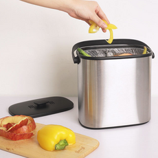 위생스텐 냄새차단 음식물 쓰레기통 5L 2중 구조 위생적 냄새차단 필터 주방 정리, 1개