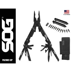 SOG 美國特偵組21用多功能工具鉗POWERACCESS DELUXE(全黑)附收納套起子組 SOGPA2002-CP, 1個, 12 Hex Bit Kit