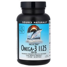 Source Naturals Arctic Pure® 오메가3 피쉬 오일 1 125mg 소프트젤 60정 Naturals (소스 내추럴스), 1개