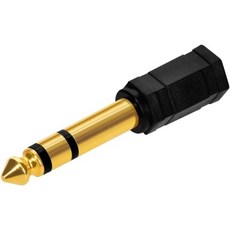 Monoprice 모노프라이스 6.35mm14인치 남성 TRS 스테레오 플러그에서 3.5mm18인치 여성 잭 어댑터 골드 도금 블랙, Jack Adaptor