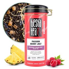 티에스타 차 패션 베리 졸트 라즈베리 패션 프루트 홍차 Tiesta Tea - Passion Berry Jolt Loose Leaf Raspberry Passion Fru, N/A, 깡통 - 50컵
