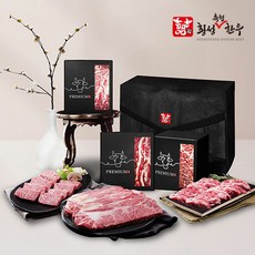 [횡성축협한우] 횡성한우 1등급 냉동 프리미엄 구이 선물세트 1호(등심+살치+갈비살)1kg, 1개