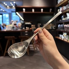 奈川家 316不銹鋼勺子，臺灣出貨，長柄磨砂實心餐匙，冰淇淋甜點湯匙, 1個, 韩式长柄勺砂光1把