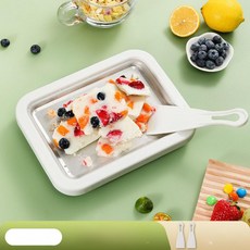 샤인픽스토어 철판아이스크림판 아이스크림팬 수제, 화이트 대형 버클 스타일 [22.5x17.5], 기본 색상