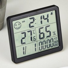 LCD 온습도계 시계 측정 디지털 탁상 실내 고정밀 온습도 타이머, 1개, 단일상품1