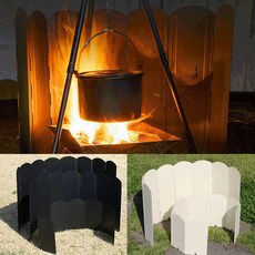 캠핑 야외 해바리기가스 버너 윈드가드 바람막이 접이식 휴대용 8단 8칸 주방 기름때 기름튐방지 기름막이 가리개 가림막, 40cm, 1개, 블랙