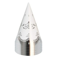 메탈릭 실버 고깔 모자 6개입 생일 파티 용품, 본상품