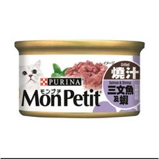 MonPetit 貓倍麗貓罐頭24罐組, 1箱, 【經典主食】香烤鮭魚佐鮮蝦,超取限一箱, 85g, 鮭魚
