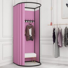 탈의실 피팅룸 의류매장 스튜디오 간이 쇼핑몰 부스 매장 옷가게 스탠드형 커튼, 라이트 퍼플 - 린넨