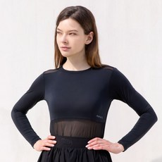 AVAVE 여성 메쉬 라운드넥 냉감 이너웨어 골프 파크골프 쿨 티셔츠 블랙