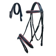 챌린저 말 잉글리시 콥 다목적 트레일 가죽 브리들 고삐 핑크 803AX09PK-C, Black Pink, Cob size