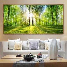 울창한 숲 햇살 풍경 보석십자수 80x40cm 대형 가로형 DIY 큐빅 비즈 십자수 힐링 취미 키트, 1개, 자연 1개, 자연