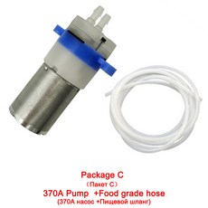 12V DC 소형 370 워터 펌프 저소음 물 흐름 0.4-1.2L/min 마시는 미니 KLC 다이어프램 진공 맞춤형, 8M food grade hose, 1개