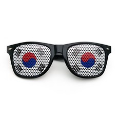 2026 월드컵 축구 팬 응원 선글라스 국기 스티커 응원소품 장식 선물, 검은색 프레임 한국 문양, 1개