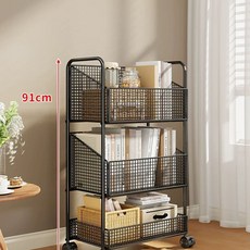 수거함 세탁물 이동식 다용도 빨래바구니 카트 3단, 검은 색 3 층 모바일 모델