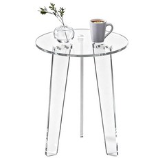 Dewrhiixe 아크릴 커피 테이블 라운드 스키니 사이드 테이블 엔드 테이블 거실 침실 사무실용 59.9 x 40cm(23.6 x 15.7인치) (그린 스몰), 투명