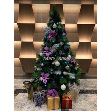 高密度松針聖誕樹，台灣製造歐式豪華綠松針聖誕樹，圓針葉高質感, 7呎-約210公分(空樹), 綠色