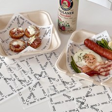 이이공브이샵 펄프 도시락 유산지 100매 디저트포장지 레터링 체크무늬 유산지, 1세트, 100개입