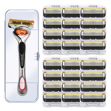 리빙만렙 스윙 면도기 + 면도날 질레트 프로쉴드 호환, 스윙 면도기+프로쉴드 면도날 6팩, 1세트