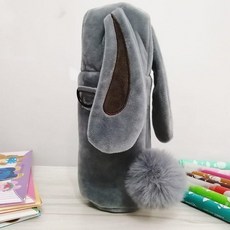 無品牌 韓國卡通毛絨斜挎提繩保溫杯套可愛防燙保護套女動物軟萌杯套, 灰色兔子 小號杯套,單個裝, 1個
