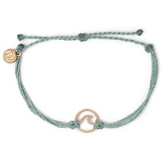 Pura Vida 美國手工 WAVE波浪墜飾可調式手鍊, 玫瑰金WAVE/煙燻藍色, 1個