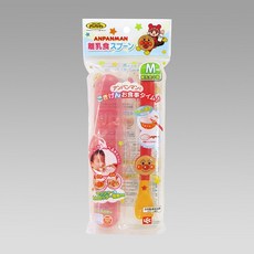 Anpanman 麵包超人 離乳副食品湯匙 S/M號 附外出收納盒, 1個, 中期湯匙 M尺寸(紅), 紅