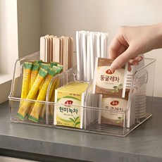 도토리컴퍼니 커피보관함 탕비실 티백 정리 수납함, 1개, 투명