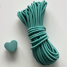DIY 옷 소품 만들기 부자재 - 하트 스토퍼 + 스트링 5m 세트, 청록, 10개