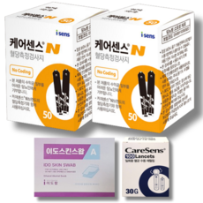 YL 케어센스N 시험지 100매+알콜솜 100매+채혈침 100개 (혈당 측정 검사지 당뇨 스트립 strip 아이센스 Caresense 프리미어), 시험지 100매+채혈침 100개, 1개