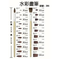 PENTEL 飛龍 ZBS系列水彩筆 ZBS1圓頭 ZBS2平頭 美術繪圖專用, 1個, 圓頭畫筆,ZBS -04, ZBS -04