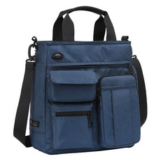 內襯多口袋男款斜背包上班族大學生包包, 深藍色