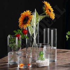 원통 유리 화병 15x20 꽃병 긴화병