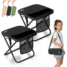 Camdoor 1+1 아웃도어 캠핑 휴대용 접이식 의자 초경량 놀이동산 웨이팅 등산 낚시 의자, 1세트, 블랙