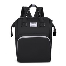 雙肩媽媽包 外出媽媽包 大容量防水媽媽後背包, 黑色-優質牛津布