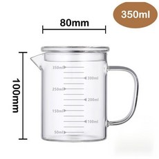 Vibe Bar高硼硅耐熱玻璃量杯帶刻度 500ml 酒吧調酒量杯 耐高溫量酒器, 1個, 350ml附玻璃蓋