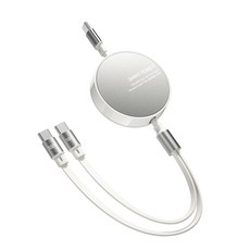 샤이니파워 PD 100W 데이터 전송 2in1 All C to C 줄자형 초고속 충전 케이블/ 노트북 핸드폰 동시 초고속 충전케이블, 1개, 화이트, 110mm 1개, 화이트, 110mm